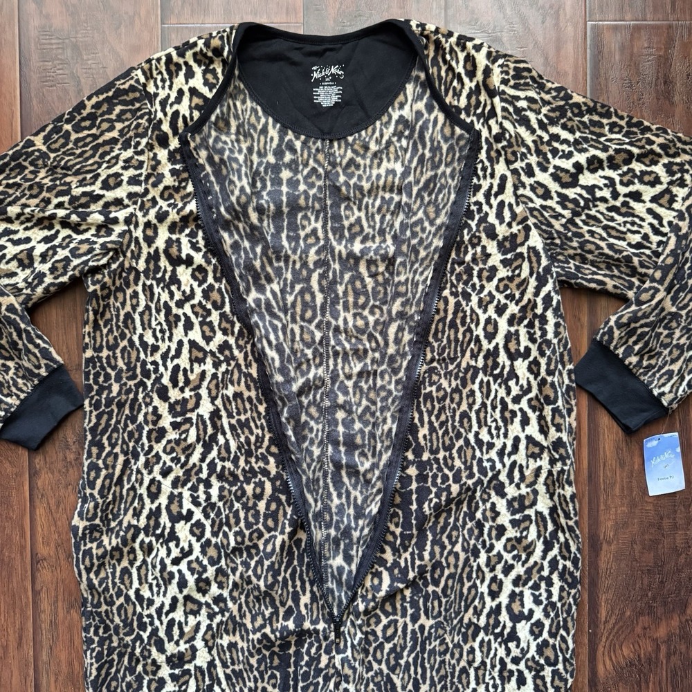 NWT NICK & NORA Footie Pajamas Leopard Print Fleece Womens 2XL Comfy Soft Lounge - Picture 10 of 16